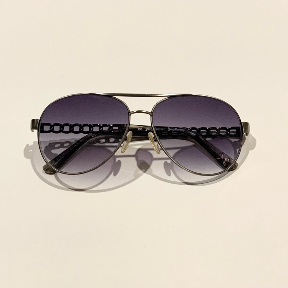 Juicy Couture Designer Aviator Sunglasses Purple Gun Metal Silver w/ Case OBO - Picture 6 of 10